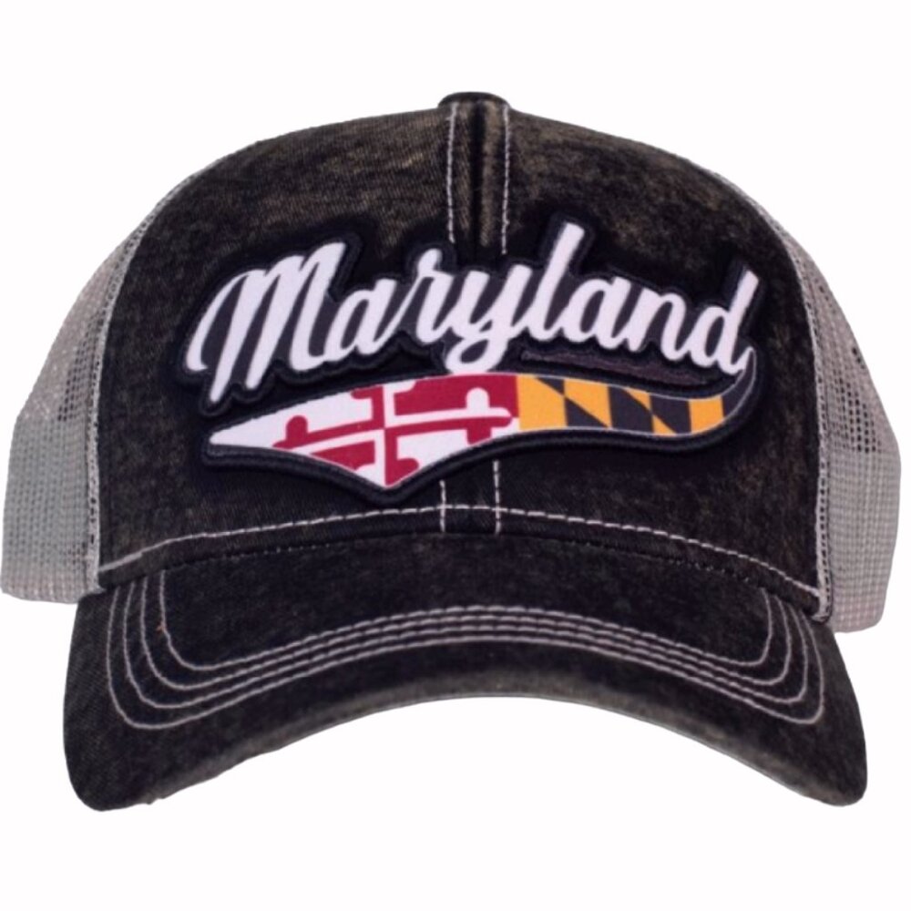Maryland Flag Script Mesh Back Embroidered Cap Hat - NEW Fast Ship